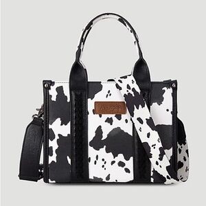 WRANGLER ALLOVER COW PRINT CROSS BODY SMALL TOTE
